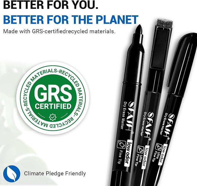 SFAIH Black Magnetic Dry Erase Markers, Fine Tip 1-2mm Bold Point Markers - Image 8