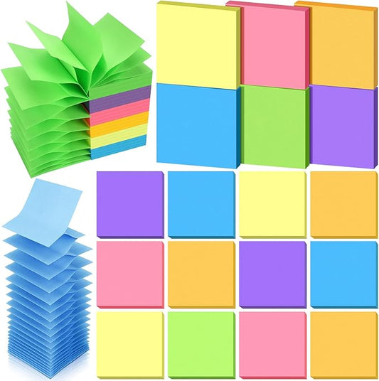 24 Pack Pop Up Sticky Notes 3 x 3 Refills 1200 Sheets Colored Sticky Notes Self Adhesive Memo Pads for Home Office Supplies(Dark Color, Classic)-DeskLoop Office