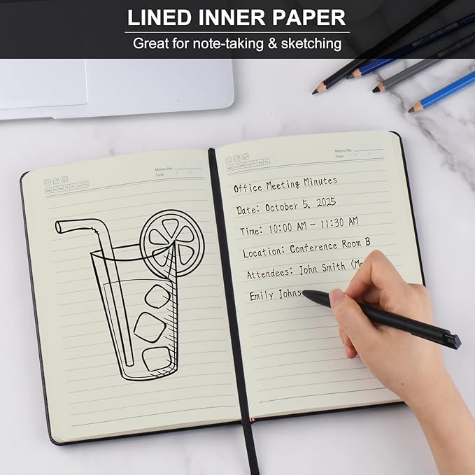 ZCZN Lined Journal Notebooks for Work, 5.5x8.3 in, 192 Pages, Hardcover Leather A5 Journals for Writing, Diary & Travel, College Ruled Journaling Notebooks for School, Office, Home (Black*6)-DeskLoop Office