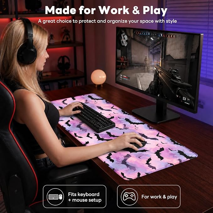 Desk Mat, Big Desk Pad, 31.5x11.8 Inches Extended Big Gaming Mouse Pad - Image 7