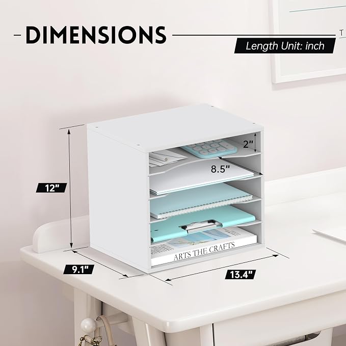 SUPEASY Wood Desk Organizer, 5 Tier Paper File Organizer - Image 3