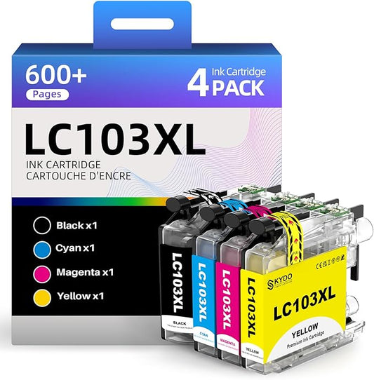 LC103XL Color Ink Cartridge Replacement for Brother LC103 XL Cartridges Use for MFC-J870DW MFC-J6520DW MFC-J475DW MFC-J6920DW MFC-J470DW(4 Pack)-DeskLoop Office