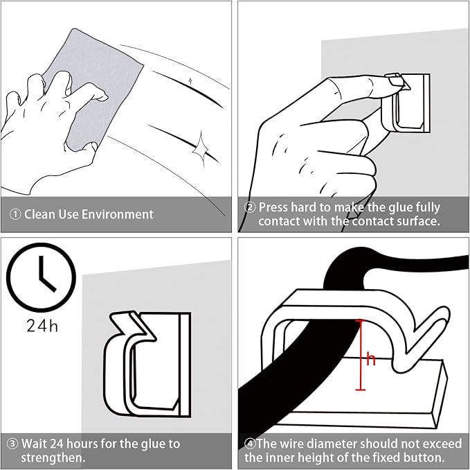 XHF 5/8” Adhesive Cord Clips White 60pcs, Outdoor Christmas Light Clips - Image 5