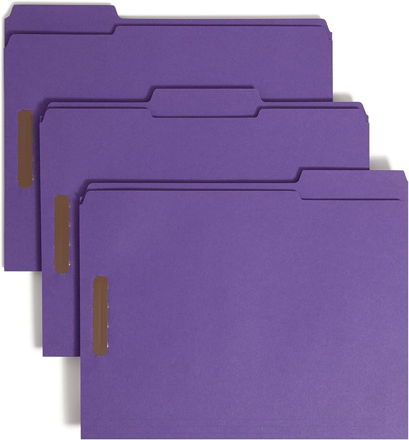 Smead Fastener File Folders, Reinforced 1/3-Cut Tabs, 2 Fasteners, Letter Size by SMEAD