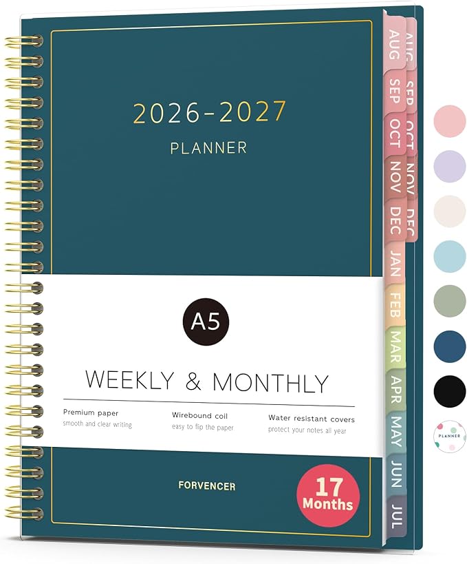 Aug 2026 - Dec 2027 Planner, Forvencer 17 Month Academic Planner 2026-2027 by Forvencer