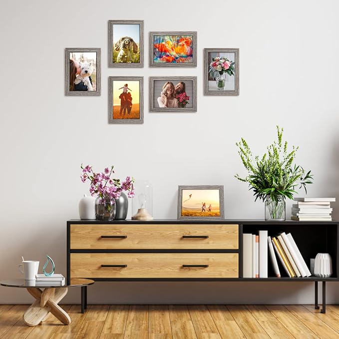 Giftgarden 5x7 Picture Frame Distressed Grey, 5 by 7 Rustic Wood-grain Gray - Image 5