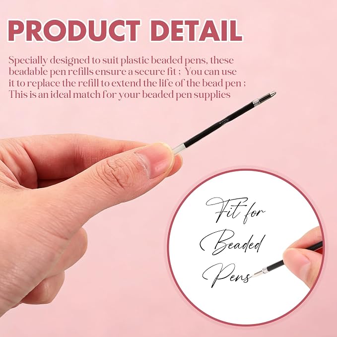 Sayglossy 300pcs Beadable Pens Refills Bulk, 1.0mm Black Ink Refills - Image 3