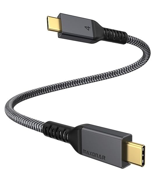 Maxonar [1Ft] Thunderbolt 4 Cable, Short Thunderbolt Cable 40Gbps with 240W Charging and 8K/5K@60Hz Compatible with Thunderbolt 4/3, USB4, and USB C-DeskLoop Office
