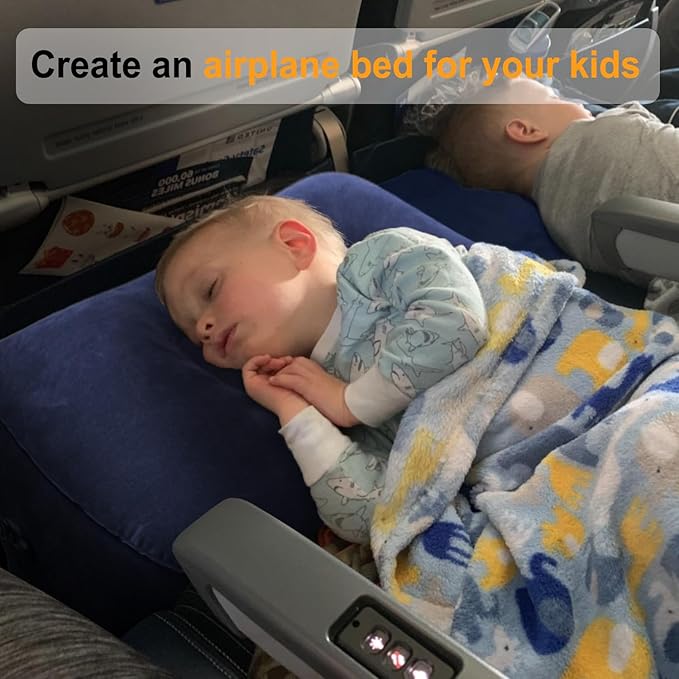 Maliton Inflatable Travel Foot Rest Pillow, Kids Airplane Bed, Adjustable - Image 2
