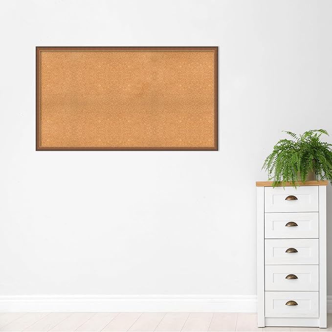 Amanti Art Natural Cork Board for Wall, 32x56 Vision Board with Bronze Frame, Oversize Corkboard Office Decor for Home Organization, Modern Corkboard Pinboard to Display Items for Home Organization-DeskLoop Office