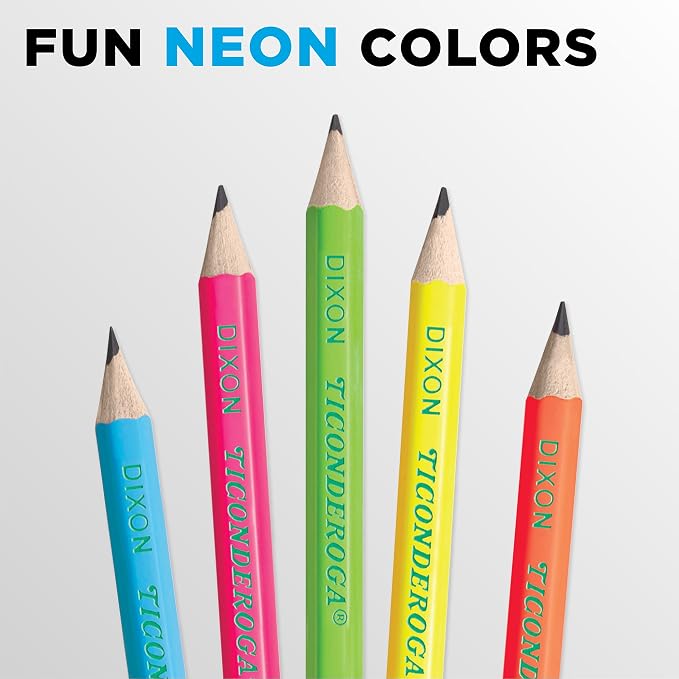 Ticonderoga Wood-Cased Pencils, Pre-Sharpened, #2 HB Soft, Neon Colors - Image 5