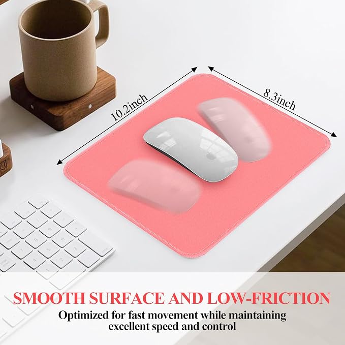 Mouse Pads, Light Pink Standard Mouse Pads, Office and Gaming, Stitched Edges - Image 3