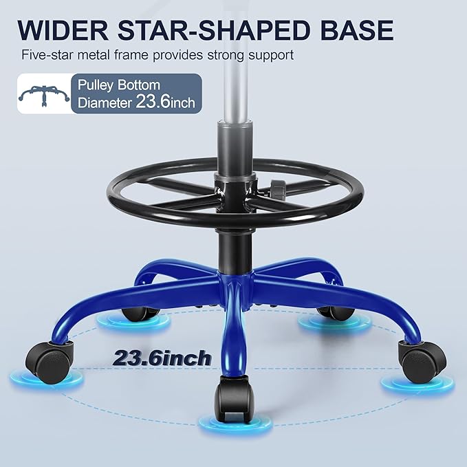 Drafting Chair with Backrest – Adjustable Foot Rest Rolling Stool with Wheels, PU Leather Swivel Stool for Office Spa Studio Lab Counter Salon Home Work Bar Kitchen Shop(Ember Brown)-DeskLoop Office
