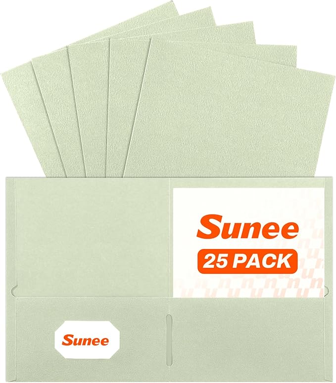 SUNEE Folders with Pockets, 2 Pocket Folders Fit Letter Size, Paper File Folder by SUNEE