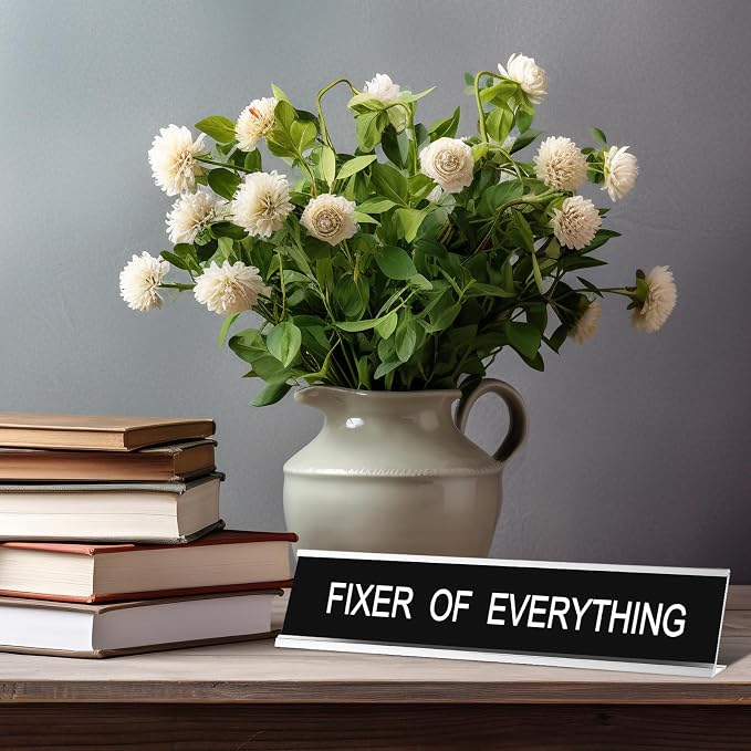 Menkxi Funny Desk Signs for Office, Novelty Nameplate Office Decor Black Desk - Image 4