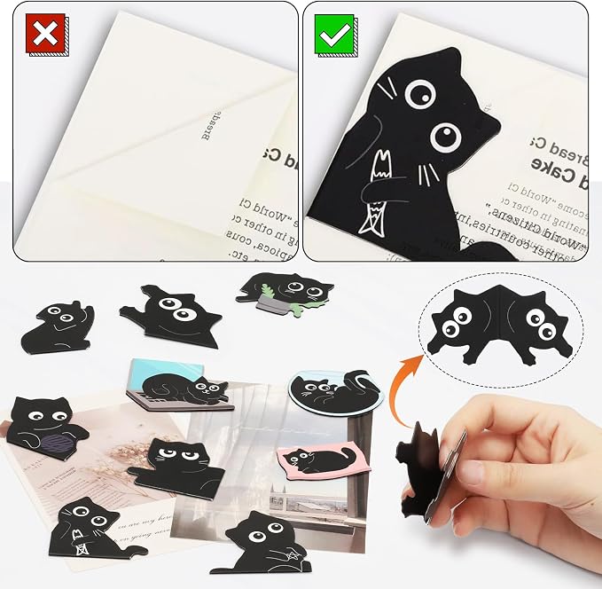 Black Cat Bookmarks, Tumwisk 10PCS Magnetic Bookmarks, Cute Bookmark Magnet - Image 3