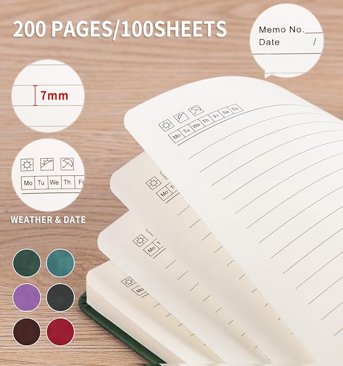 6 Pack Lined Journal Notebook for Women Men, A5 Hardcover Leather Journals for - Image 4