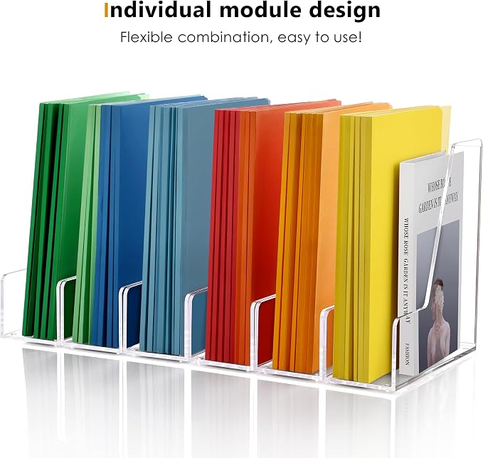 SANRUI 4 Pack Vertical File Holder, Acrylic Desk Organizer Magazine File Sorter - Image 9