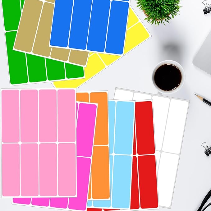 Ououstate 480 Pcs Removable Colored Label Sticker, 3 x 1 Inch Blank Rectangle - Image 5