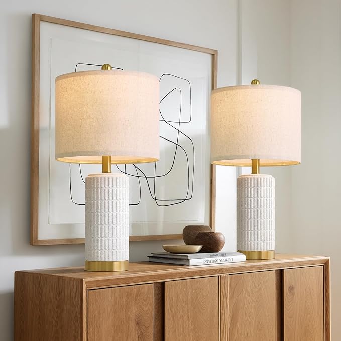 PoKat 21.5'' Stone-Like Bedside Table Lamps Set of 2 - Image 5