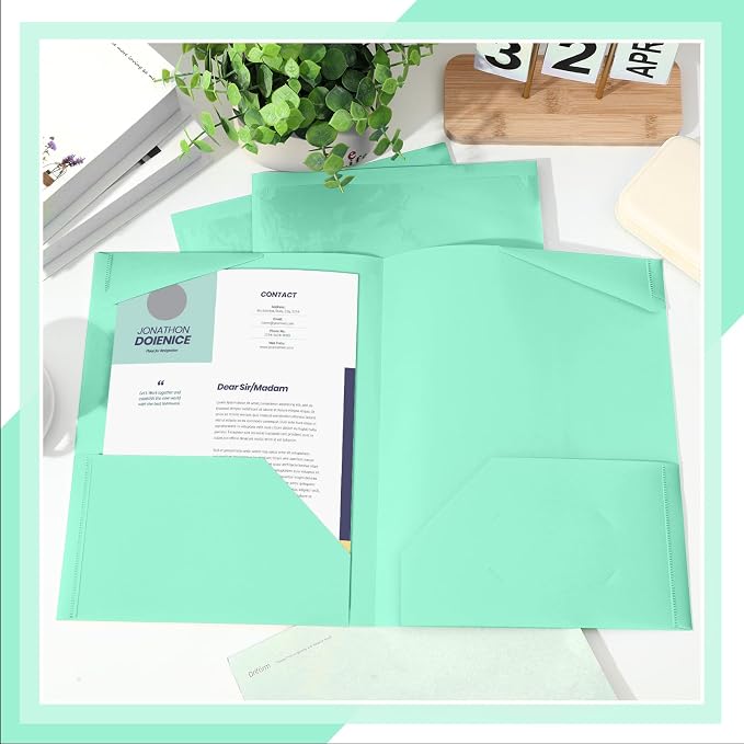 Henoyso 36 Pack Light Green Plastic Folders - Image 6