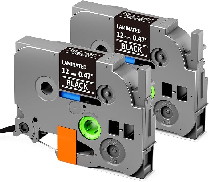 TZe TZ Tape 12mm 0.47 Laminated Black Replace by Oozmas