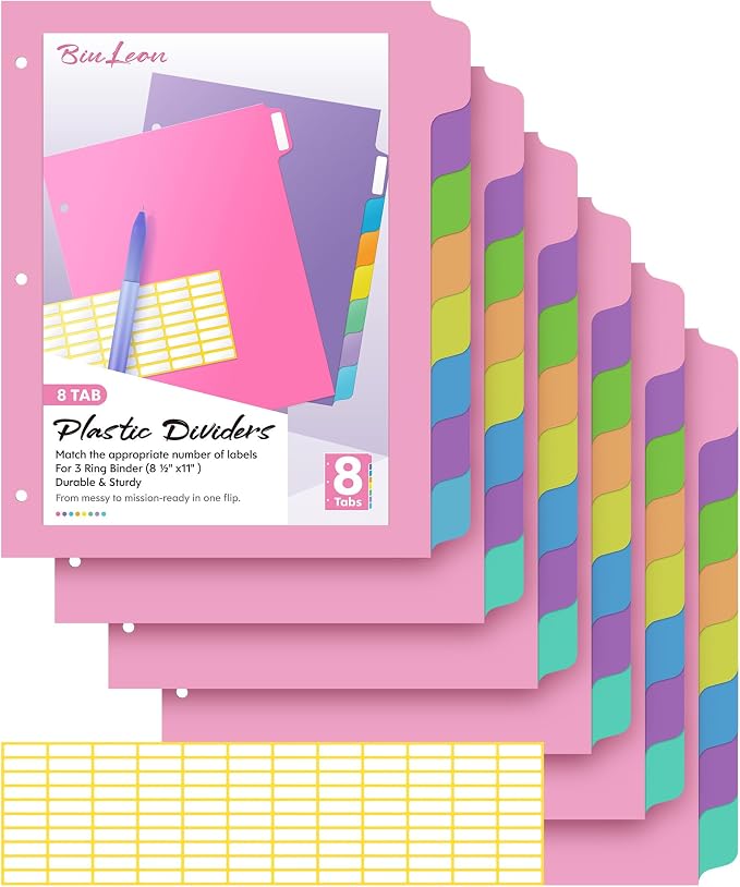 BiuLeon Binder Dividers with Tabs, Plastic Dividers by Unknown