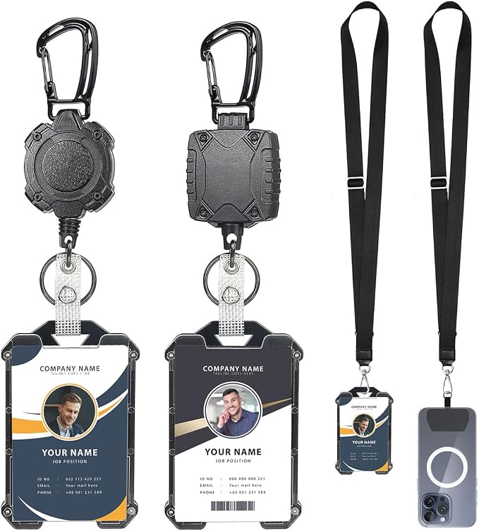 Badge Holder Retractable Clip Heavy Duty Carabiner Badge Reel Keychain by COOKOOKY