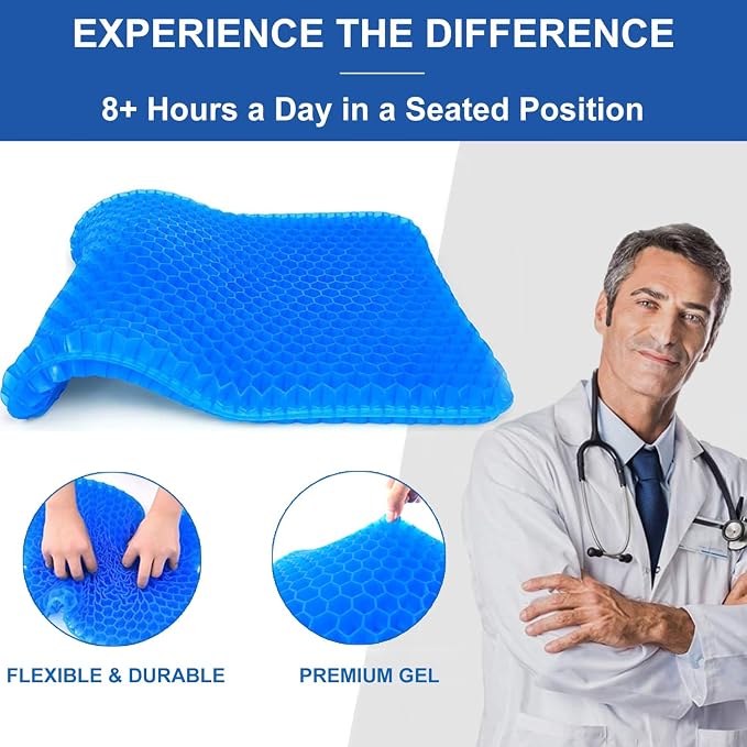 20" Gel Seat Cushion for Long Sitting – Office Chair Cushion – Wheelchair - Image 4
