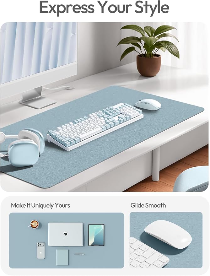 YSAGi Leather Desk Protector, Office Mat, Large Mouse Mat, Non-Slip PU Leather - Image 2