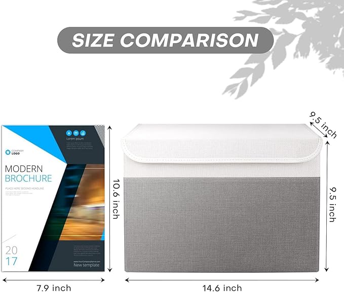 Large 22 Quart Linen Fabric Foldable Storage Bin Cube Organizer Basket with Flip-Top Lid & Handles, Clothes Blanket Box for Home, Office, Closet, Gray & White, 4 Pack 14.6 x 9.5 x 9.5”-DeskLoop Office