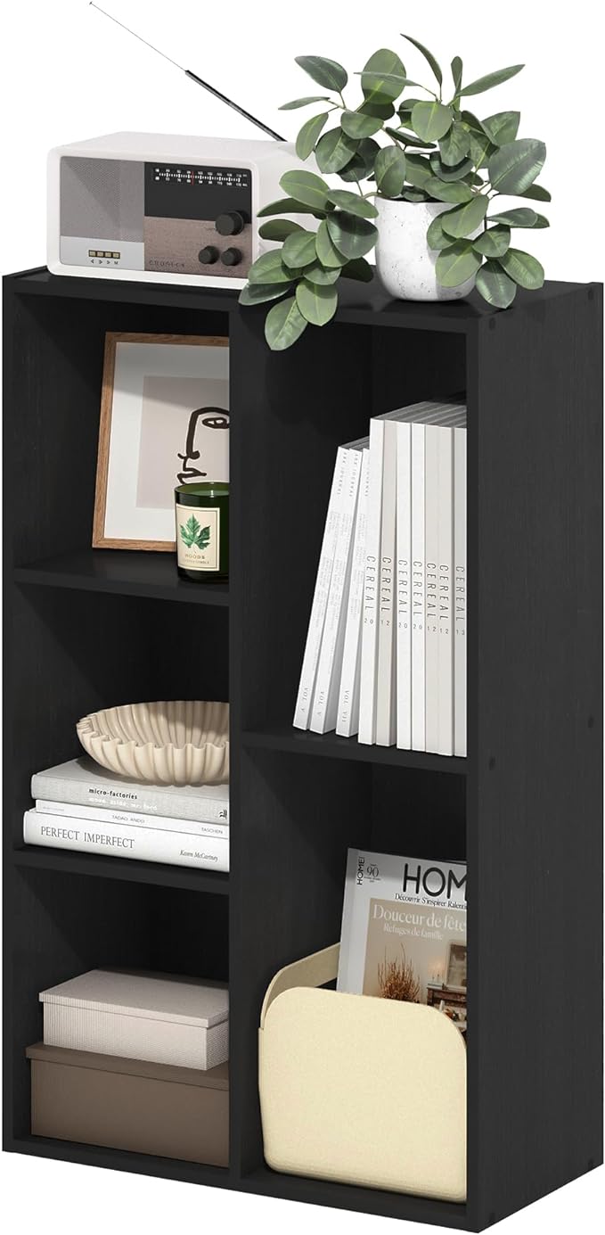 Furinno LUDER Book Shelf, 5-Cube Bookshelf, Reversible Bookcase, 9.4 x 19.5 x by Furinno-FitsYourSpaceFitsYourBudget