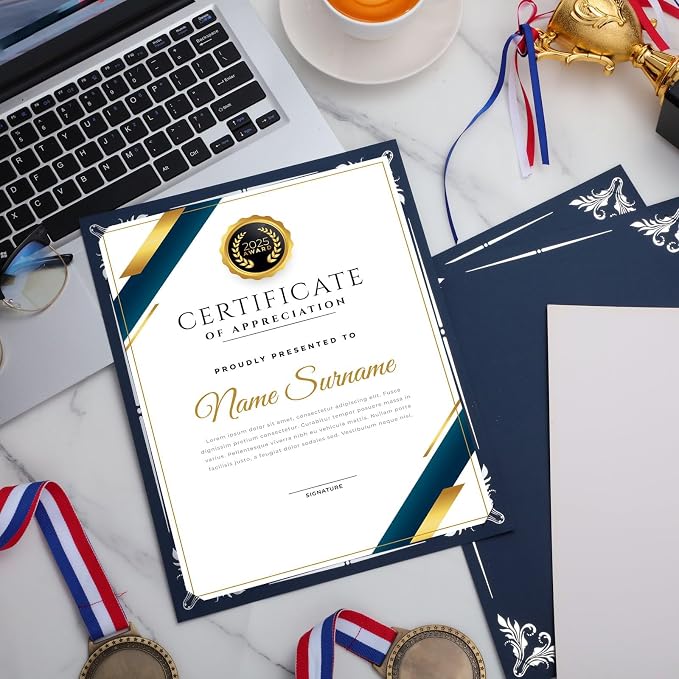 Fainne 100 Pcs Certificate Holder Foil Border 8.5 x 11 Inch Single Sided Award - Image 6