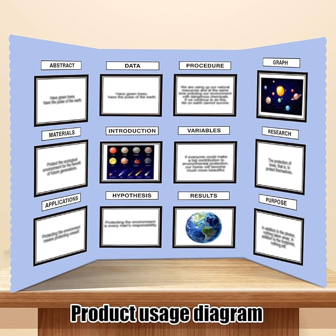 Paterr Trifold Poster Board with Storage Bag, Hook and Loop Fabric, Foldable 3 Panel Presentation Board for Science Fair and Exhibitions(Blue,72 x 36 Inch)-DeskLoop Office