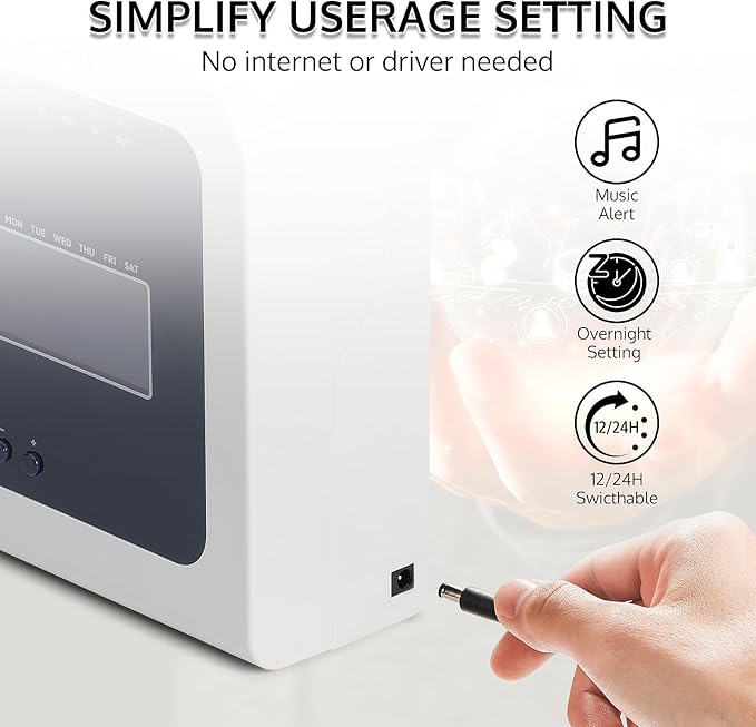 OFFNOVA Thermal Time Clock for Employees Small Business, No Ink Ribbons or Network Needed, in/Out Time Attendance Machine with 50 Time Cards-DeskLoop Office