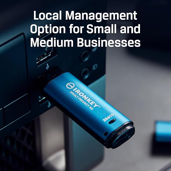 Kingston Ironkey Vault Privacy 50 USB-A 512GB Encrypted Flash Drive | FIPS 197 Certified | XTS-AES 256-bit | BadUSB and Brute Force Protection | Mult-Password Option | IKVP50/512GB-DeskLoop Office