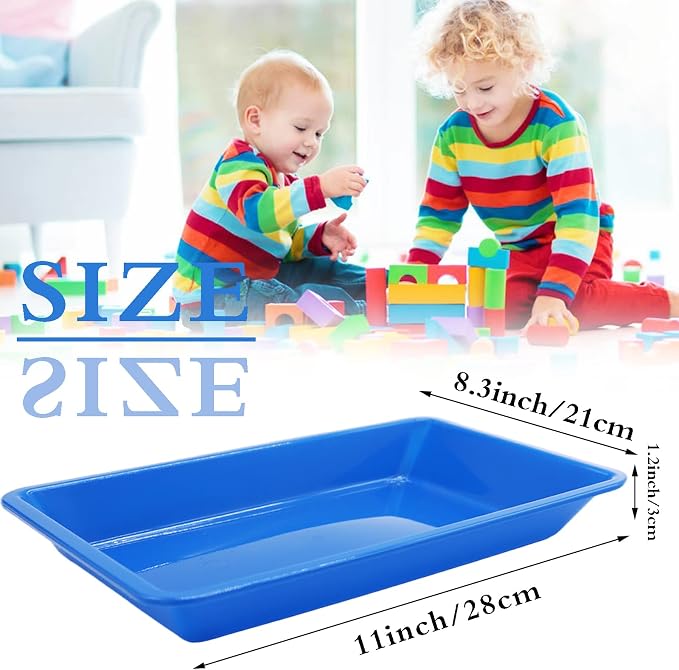 10 Pack Plastic Art Trays: 8 Color Sensory Trays - Image 2
