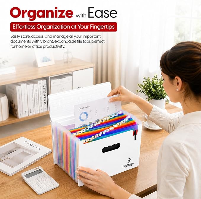Plastic Accordion File Organizer, 26 Pockets Expandable File Folder Organizer - Image 6