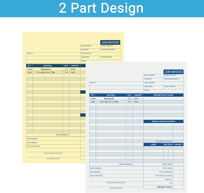 50 Sets Job Invoice Forms, 2 Part Carbonless, 8.5X11 Inch Work Order Forms - Image 5
