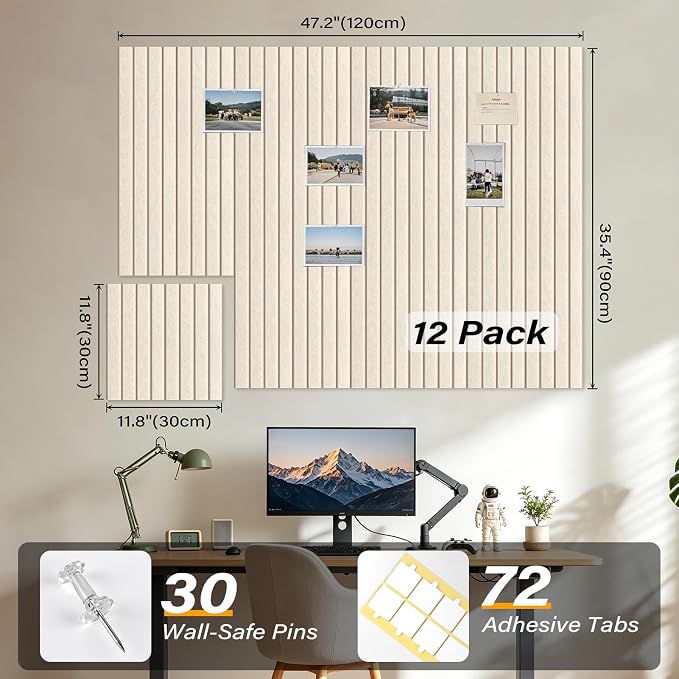 Large Felt Bulletin Board，47.2" x 35.4" 12 Pack Cork Board Alternative - Image 3