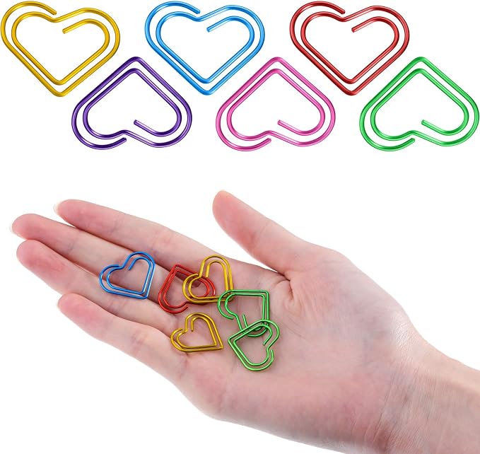 Frienda 105 Pieces Heart Paper Clips Colorful Paperclips Metal - Image 4