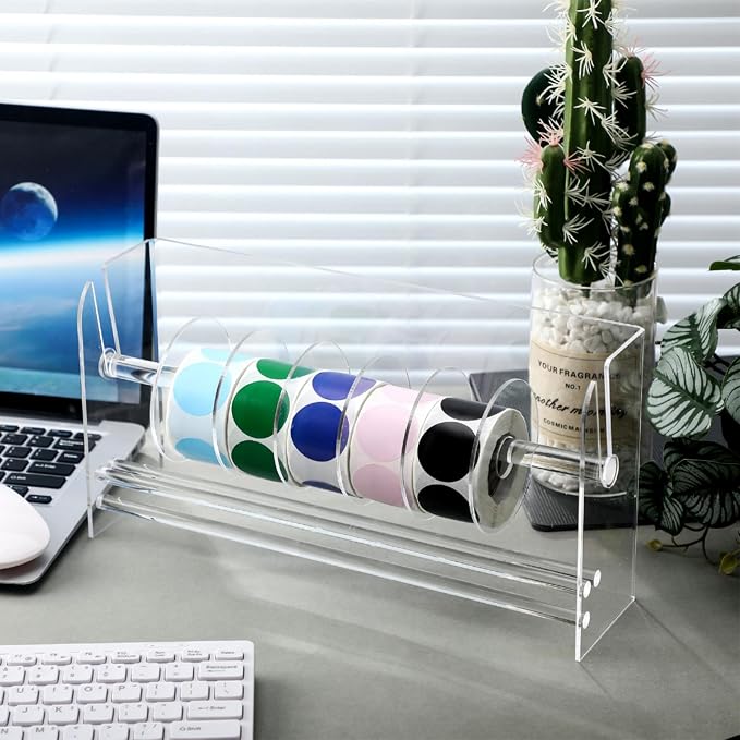 Qilery Adjustable Label Dispenser Acrylic Roll Sticker Dispenser Sticker Holder - Image 3