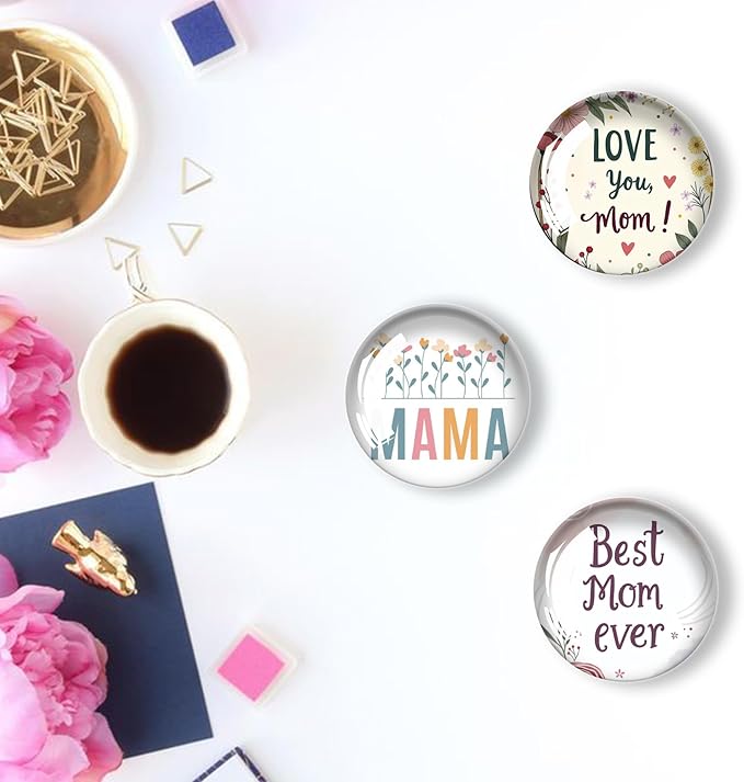 12Pcs Glass Refrigerator Magnet Fridge Sticker,Mothers Day Fridge Magnets Decoration for Crafts,Strong Fridge Magnets for Kitchen, School,Office Whiteboard, Cabinet and Dishwasher-DeskLoop Office
