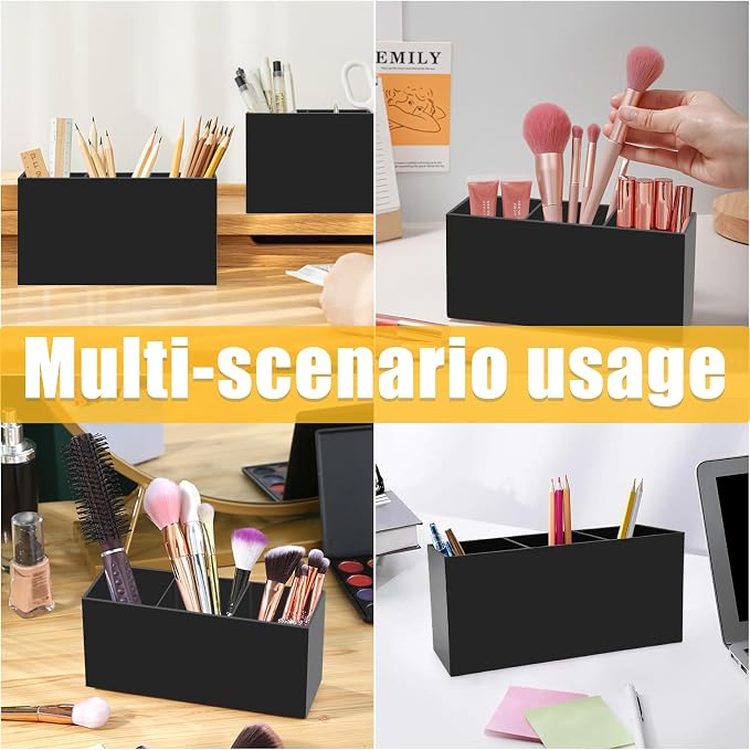 Cerpourt Black Makeup Brush Organizer, Acrylic Cosmetic Brushes Storage Holder - Image 7