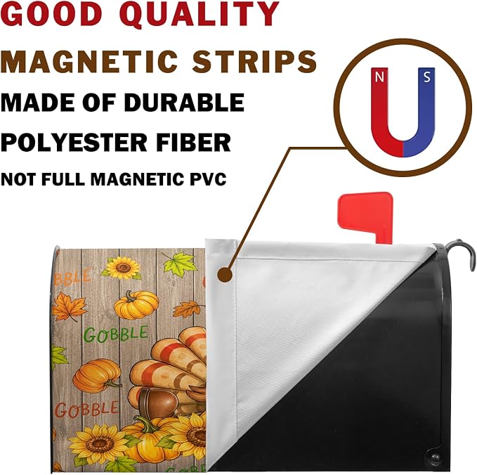 Thanksgiving Turkey Mailbox Cover Magnetic Standard Size Fall Pumpkin Mailbox - Image 4