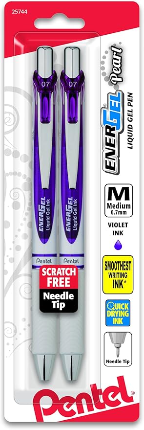 Pentel EnerGel Pearl RTX Retractable Gel Pen, 0.7mm Needle Tip, 2 Pack by PentelofAmerica