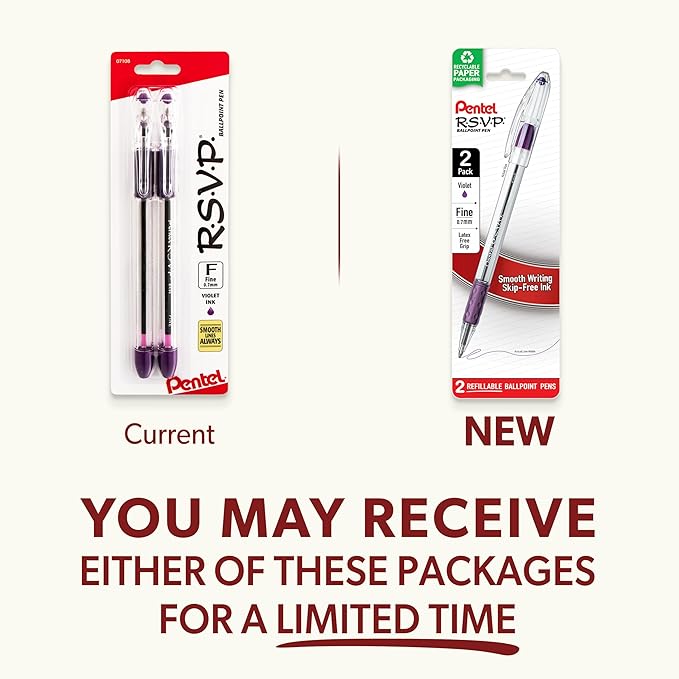 Pentel RSVP Ballpoint Pen, Fine Line, Violet Ink - Image 3