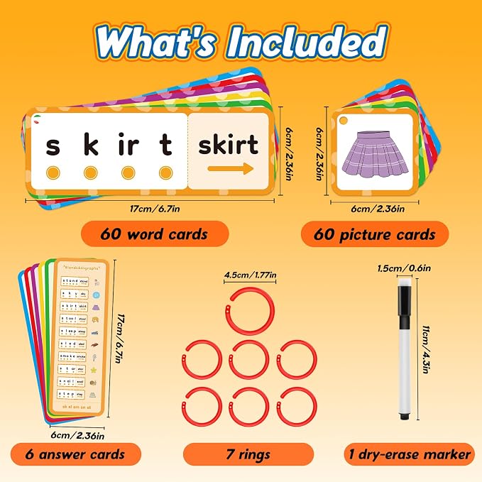 Kasfalci Blends & Digraphs Cards, Phonics Games, Speech Therapy Toys - Image 6