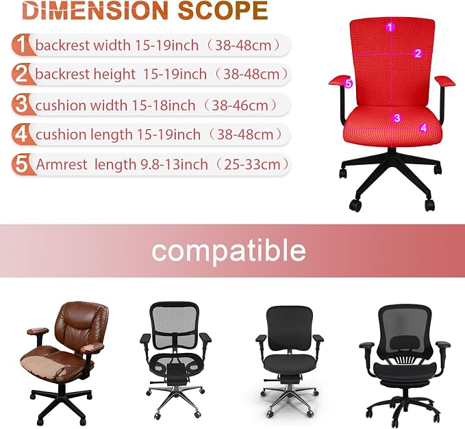 Tallew 4 Pcs Office Chair Covers Set Computer Universal Protective Stretchable - Image 2