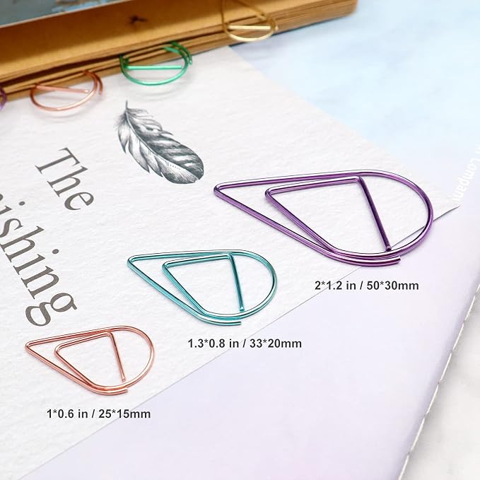DEEDYGO 250 PCS Multicolor Drop-Shaped Paper Clips, 1 Inch | Teardrop Paperclips - Image 3